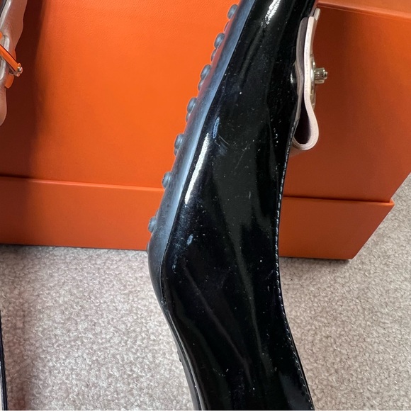 Tod’s Black Patent Leather Apron Flap Pump Heels Sz 41 - Picture 10 of 13